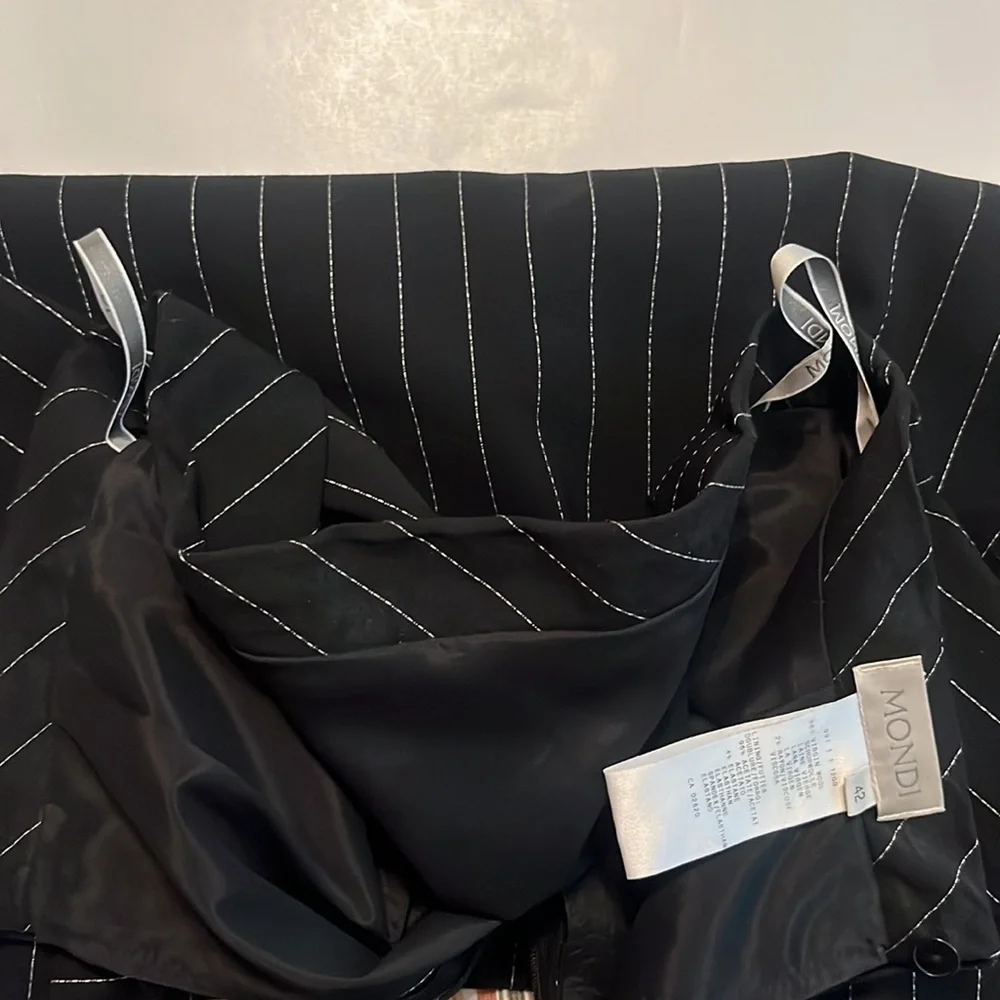Mondi Vintage Wool Black with White Pinstripe A-Line Skirt Size 42EU, 6/8US